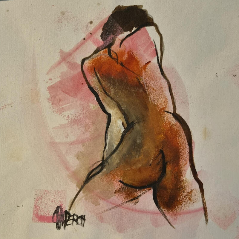 Painting emotion sur buvard 3 by Chaperon Martine | Painting Figurative Nude Acrylic