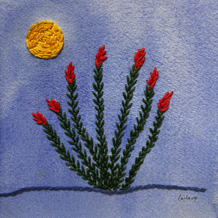 Painting Bloom Against the Sky by Vazquez Laila | Painting Subject matter Textile, Watercolor