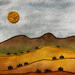 Painting Desert Harmony by Vazquez Laila | Painting Subject matter Watercolor Textile