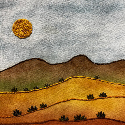 Painting Desert Harmony by Vazquez Laila | Painting Subject matter Textile, Watercolor