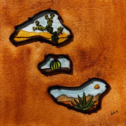 Peinture Fragments of the Desert par Vazquez Laila | Tableau Matiérisme Aquarelle, Textile