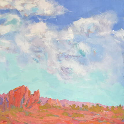 Painting Windsong of joy by Carrillo Cindy | Painting Figurative Oil Landscapes