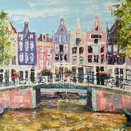Painting Sunny moments in Amsterdam by Rodrigues Bené | Painting Figurative Acrylic Urban