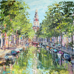Painting Zuiderkerk - my favourite spot in Amsterdam by Rodrigues Bené | Painting Figurative Acrylic Urban