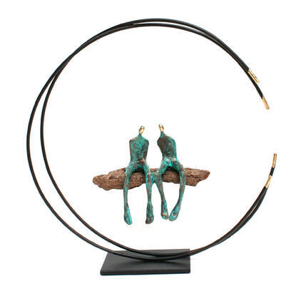 Skulptur Swing Lovers von Renoux Vanessa | Skulptur Figurativ Holz, Metall Alltagsszenen, Sport