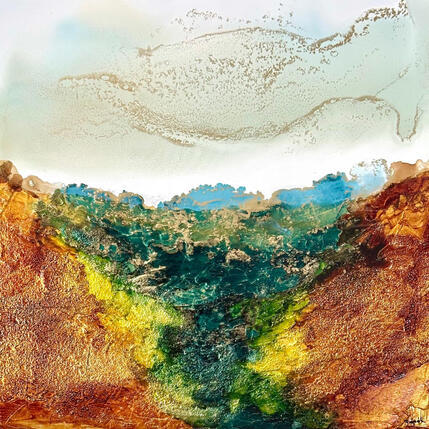 Painting Bronze Age 3309 by Depaire Silvia | Painting Abstract Acrylic Landscapes, Marine, Minimalist