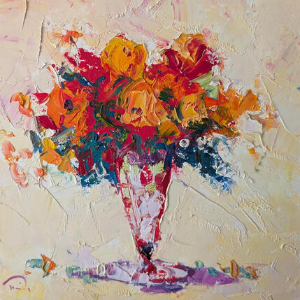 Pintura La copa de vidre por Tomàs | Pintura Impressionism Aceite Naturaleza, Naturalezas muertas