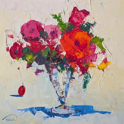 Painting La cirereta by Tomàs | Painting Impressionism Oil Still-life