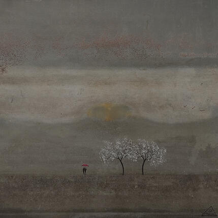 Painting Imogène by Manconi Gil | Painting Subject matter Metal, Upcycling Landscapes