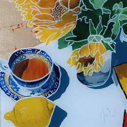 Painting Vincent préférait le citron by Auriol Philippe | Painting Figurative Acrylic, Plexiglass, Posca Still-life