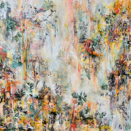 Painting Les passages imaginaires by Bergeron Marie-Josée | Painting Surrealism Acrylic, Gluing