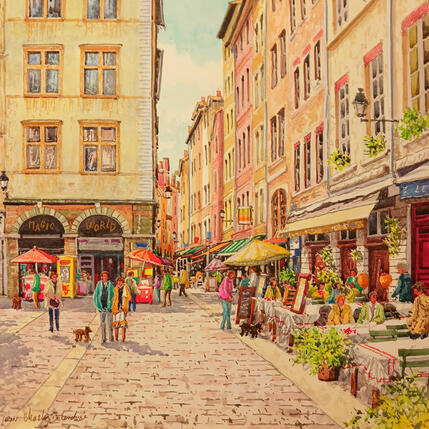 Pintura Lyon, la vieille ville por Decoudun Jean charles | Pintura
