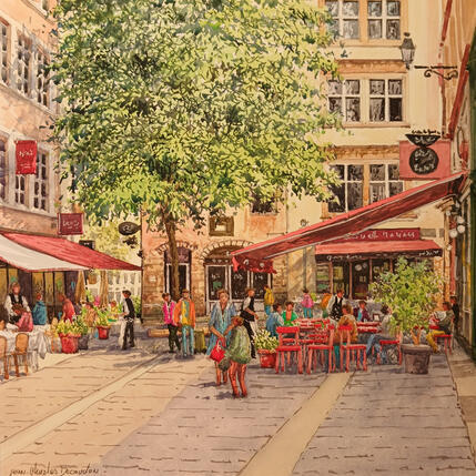 Pintura Lyon, les bistrots por Decoudun Jean charles | Pintura