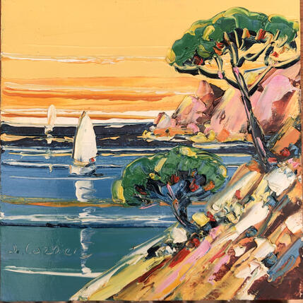 Painting Matin à l'Estèrel by Corbière Liisa | Painting Figurative Oil Landscapes