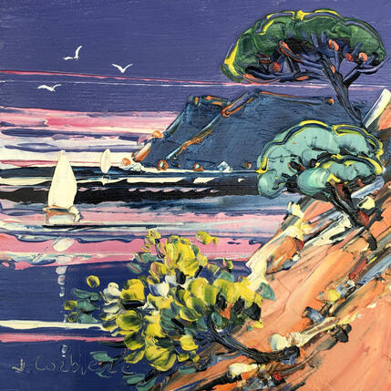 Painting Les 3 mouettes by Corbière Liisa | Painting Figurative Oil Landscapes
