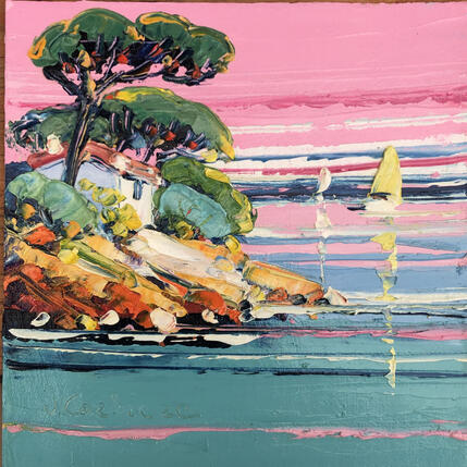 Peinture La vie en rose par Corbière Liisa | Tableau Figuratif Huile Paysages