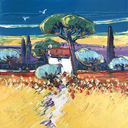 Gemälde L'été en Provence von Corbière Liisa | Gemälde Figurativ Öl Landschaften