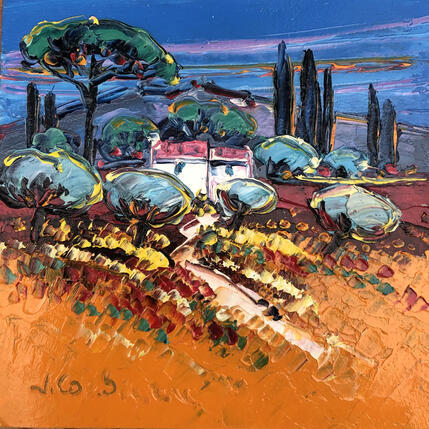 Painting Campagne près d'Arles by Corbière Liisa | Painting Figurative Oil Landscapes