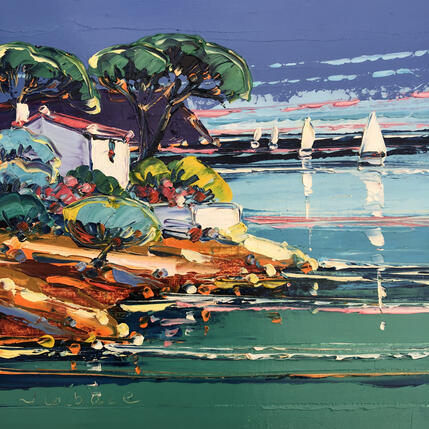 Peinture La petite cabane par Corbière Liisa | Tableau Figuratif Huile Paysages