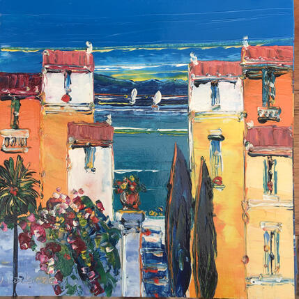 Pintura Ruelle à Villefranche por Corbière Liisa | Pintura Figurativo Aceite Iconos pop, Paisajes