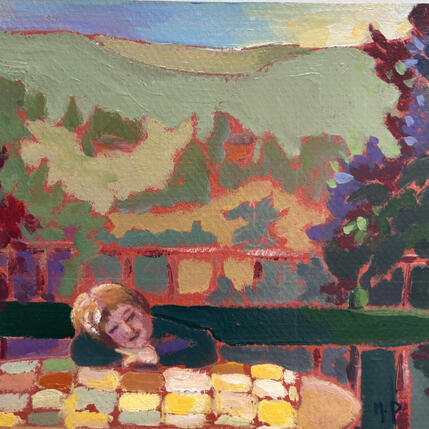 Painting Sieste sur le balcon by Molénat-Ponté | Painting