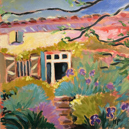Painting La cabane aux iris by Molénat-Ponté | Painting