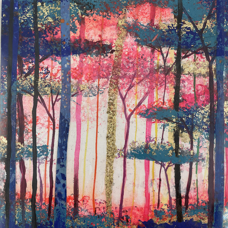 Painting Forêt colorée by Locoge Alice | Painting Figurative Acrylic