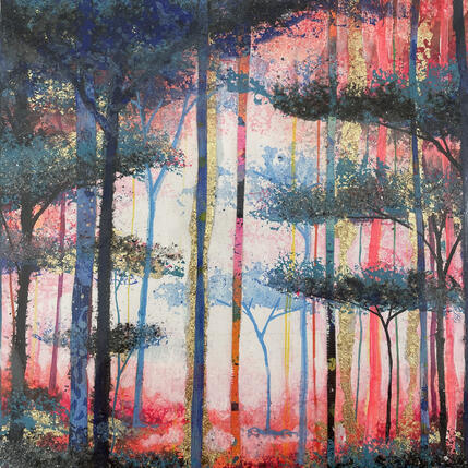 Gemälde Joyeuse forêt von Locoge Alice | Gemälde Figurativ Acryl