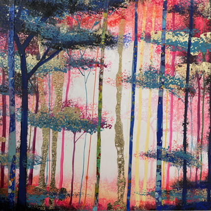 Peinture Verticale forêt par Locoge Alice | Tableau Figuratif Acrylique