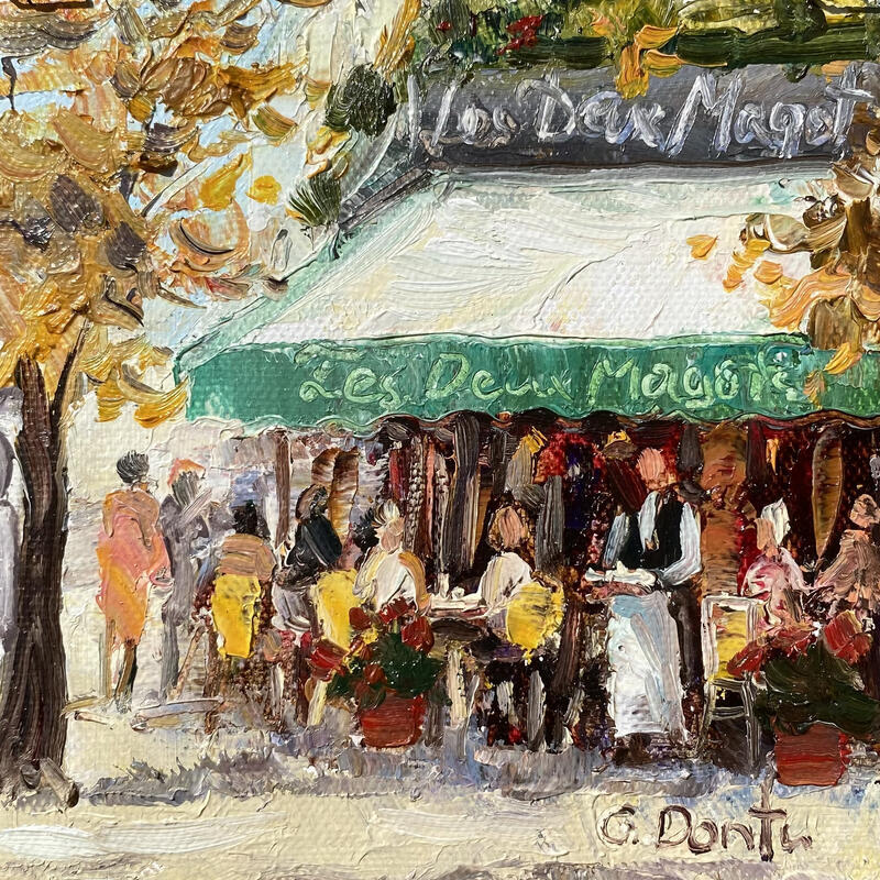 Painting Café Deux Magots by Dontu Grigore | Painting Figurative Urban Oil