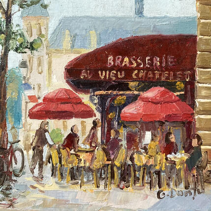 Painting Brasserie “Le vieu Chatelet” by Dontu Grigore | Painting Figurative Oil Urban