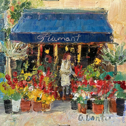 Painting Le fleuriste “Flamant” by Dontu Grigore | Painting Figurative Oil Urban