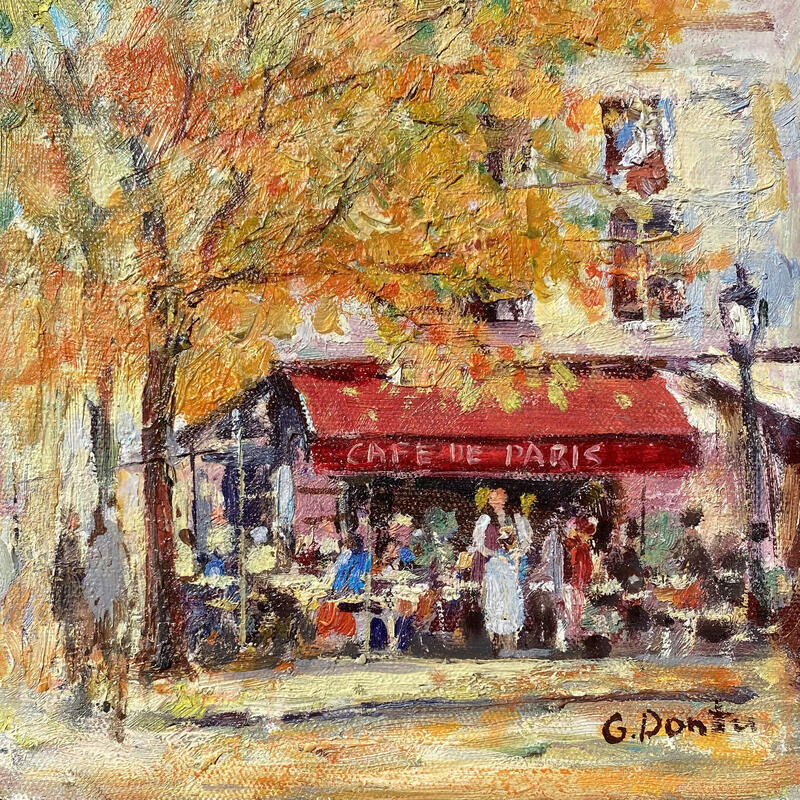Peinture Brasserie « Le Provence » par Dontu Grigore | Tableau Figuratif Urbain Huile