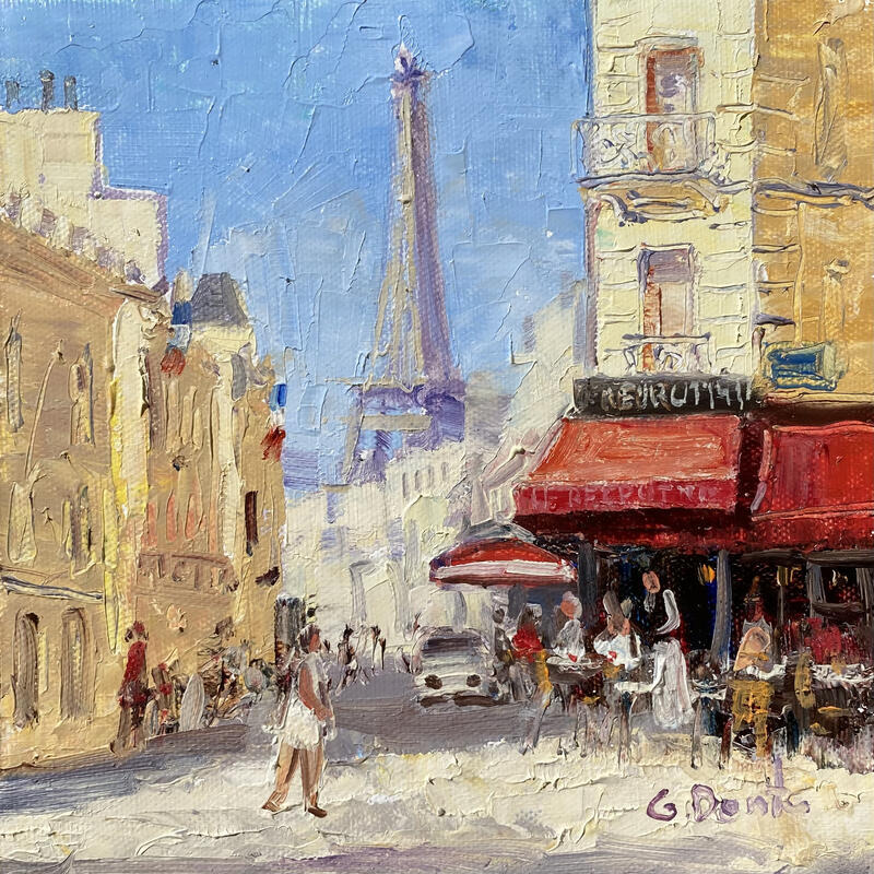 Painting Cafe « Le Recrutement « by Dontu Grigore | Painting Figurative Urban Oil