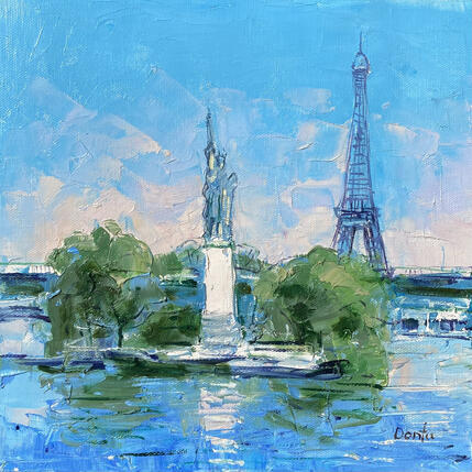 Painting Vue vers la statue de la Liberté by Dontu Grigore | Painting Figurative Oil Urban