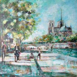 Painting Sur les quais de Notre Dame  by Solveiga | Painting