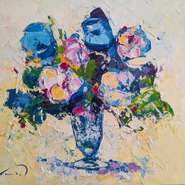 Painting El gerro de vidre by Tomàs | Painting Impressionism Oil Nature, Still-life