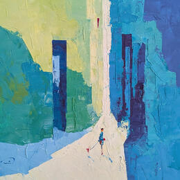 Painting Air frais by Tomàs | Painting Abstract Oil Life style, Society, Urban