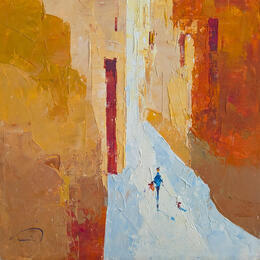 Painting Bon après-midi by Tomàs | Painting Abstract Oil Life style, Urban