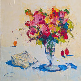 Painting J'ai déjà mis la table by Tomàs | Painting Impressionism Oil Nature, Still-life
