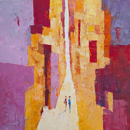 Painting Comment vas-tu by Tomàs | Painting Abstract Oil Life style, Society, Urban