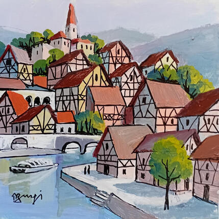 Peinture BA67 ALSACE par Burgi Roger | Tableau Figuratif Acrylique Marine, Urbain