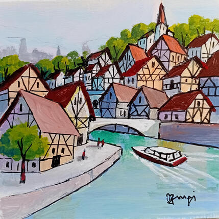 Peinture BA68 ALSACE par Burgi Roger | Tableau Figuratif Acrylique Marine, Urbain