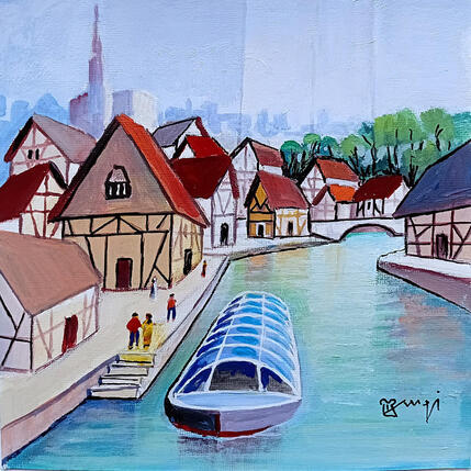 Peinture BA71 ALSACE par Burgi Roger | Tableau Figuratif Acrylique Marine, Urbain