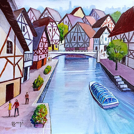 Peinture BA75 ALSACE par Burgi Roger | Tableau Figuratif Acrylique Marine, Urbain