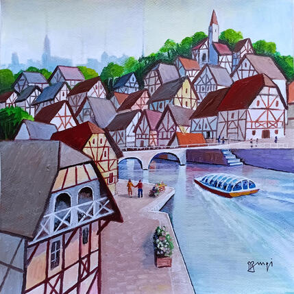 Peinture BA76 ALSACE par Burgi Roger | Tableau Figuratif Acrylique Marine, Urbain