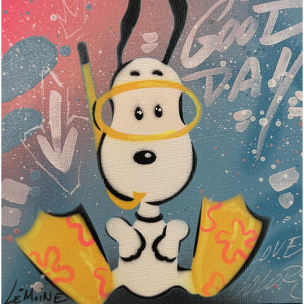 Painting Snoopy fait de la plongée by Lemoine Mael | Painting Pop-art Acrylic, Graffiti Pop icons
