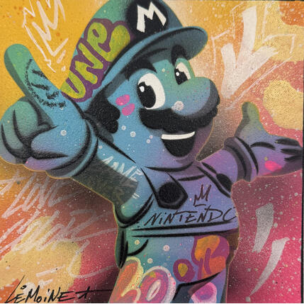 Painting Mario Nitendo by Lemoine Mael | Painting Pop-art Acrylic, Graffiti Pop icons