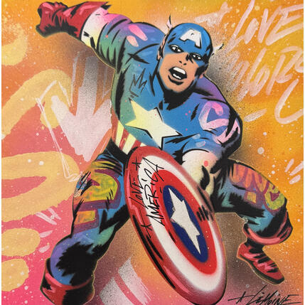 Painting Captain America by Lemoine Mael | Painting Pop-art Acrylic, Graffiti Pop icons