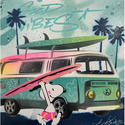 Painting Snoopy Surfer by Lemoine Mael | Painting Pop-art Acrylic, Graffiti Pop icons
